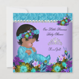 Invitación Chica de Baby Shower Verde azulado Blue Purple