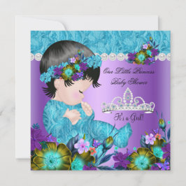 Invitación Chica de Baby Shower Verde azulado Blue Purple New