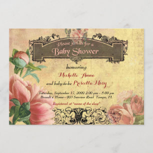 Invitación Chica de Baby Shower, vintage, art déco, papel