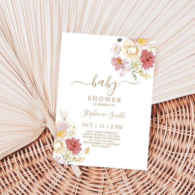 Invitación Chica de Baby Shower Wildflower (Subido por el creador)