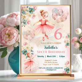 Invitación Chica de Ballerina de Rubia Floral Verde azulada r
