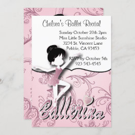 Invitación Chica de Ballerina Rosa| Ballet Dance Considerando