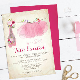 Invitación Chica de Ballerina Rosada Vintage Baby Shower