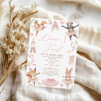 Invitación Chica de Ballerinas para Animales Baby Shower