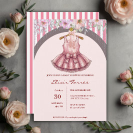 Invitación Chica de ballet Tutu Ballerina rosada moderna Baby