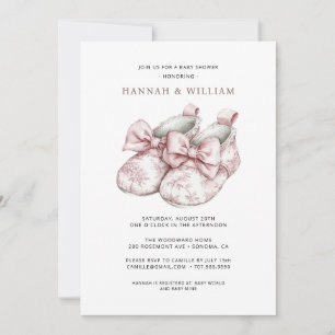 Invitación Chica de baño de bebé con toile rosa