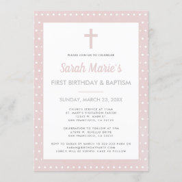 Invitación Chica de bautismo de cumpleaños moderno punto de p