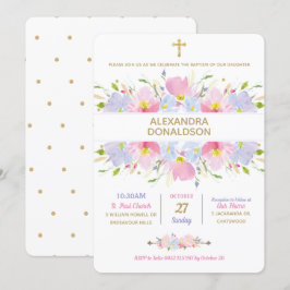 Invitación Chica de bautismo floral