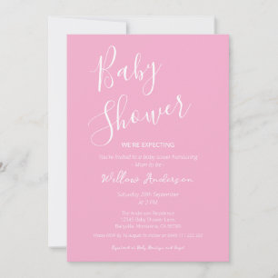Invitación Chica de bautizo con guión minimalista moderno ros