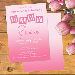 Invitación Chica de bebé de color rosa divertido bloquea invi