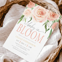 Chica de Bebe en Flor Rosa Floral Baby Shower