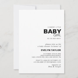 Invitación Chica de bebé formal elegante y minimalista