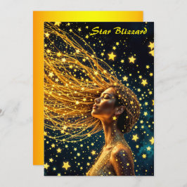 Invitación Chica de belleza estrella dorada de belleza cielo