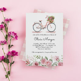 Invitación Chica de bicicleta rosa cúpula Baby Shower