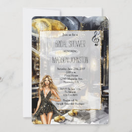 Invitación Chica de Black Gold Night Club con ducha de novia 