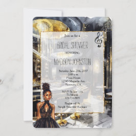 Invitación Chica de Black Gold Night Club con ducha de novia 