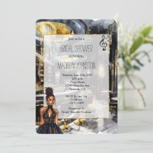Invitación Chica de Black Gold Night Club con ducha de novia 