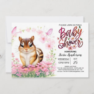 Invitación Chica de blogs de Chipmunk rosa Baby Shower