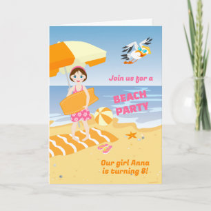 Invitación Chica de bodyboard divertida fiesta de cumpleaños