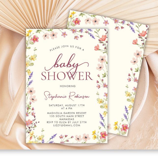 Invitación Chica de Boho Delicate Wildflower Meadow (Subido por el creador)