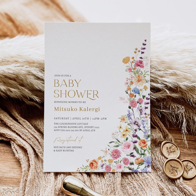 Invitación Chica de Boho Wildflower colorido Baby Shower (Subido por el creador)