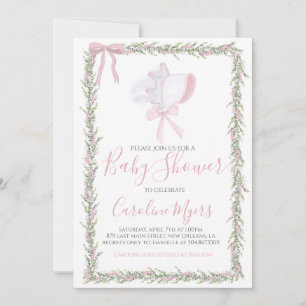 Invitación Chica de Bonnet Pink Preppy Baby Shower