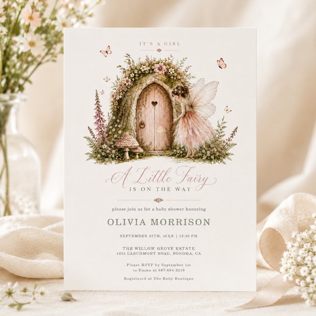 Invitación Chica de Bosque de Hadas Cumpleaños Rosa (Subido por el creador)