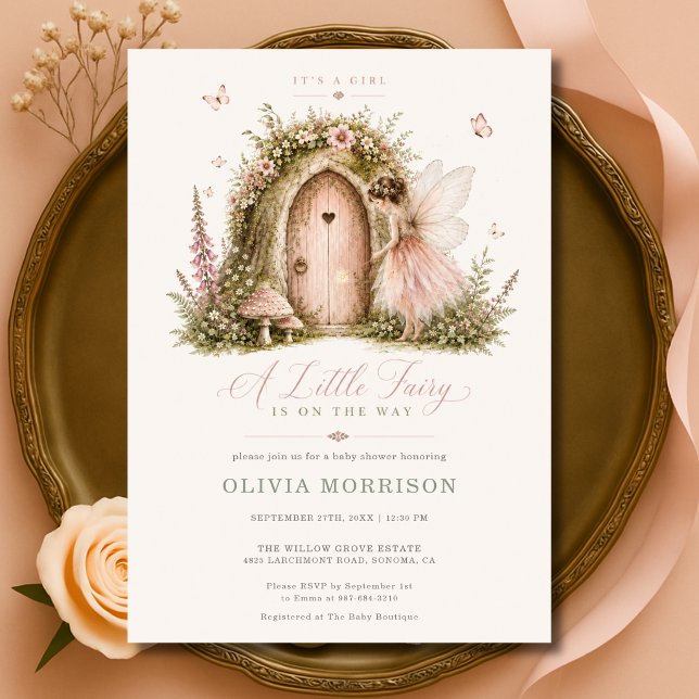 Invitación Chica de Bosque de Hadas Cumpleaños Rosa (Subido por el creador)