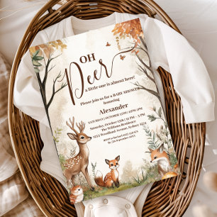 Invitación Chica de Bosque Oh Ciervos Gemelos Baby Shower