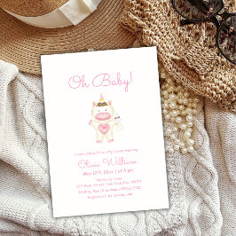 Invitación Chica de botellas de unicornio Pastel Pink Fairy B