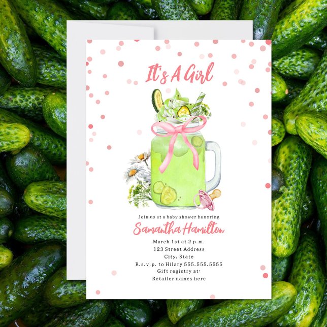 Invitación Chica de Bow Rosado de Milkshake Baby Shower (Subido por el creador)
