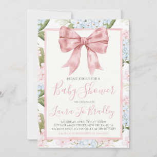 Invitación Chica de Bow Rosado Preppy Baby Shower Sur