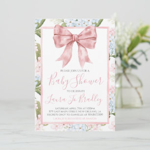 Invitación Chica de Bow Rosado Preppy Baby Shower Sur