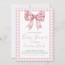 Invitación Chica de Bow Rosado Preppy Baby Shower Sur