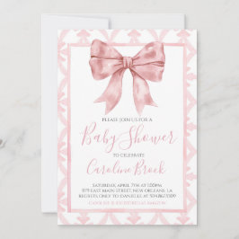 Invitación Chica de Bow Rosado Preppy Baby Shower Sur