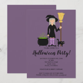 Invitación Chica De Brujas Aburrido Volando En Una Fiesta De 