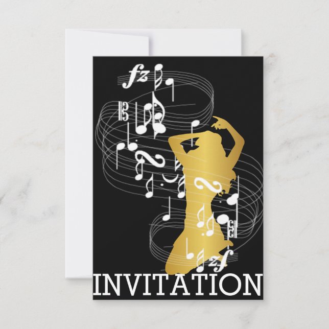 Invitación Chica de Cabaret de baile musical clási (Anverso)