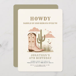Invitación Chica de Cactus Occidental Wild Cumpleaños