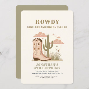 Invitación Chica de Cactus Occidental Wild Cumpleaños