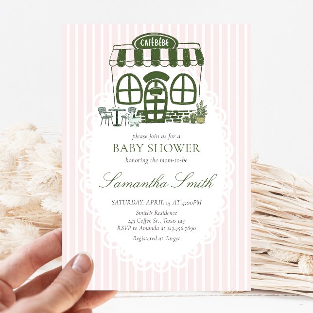Invitación Chica de café Ducha de bebé de café (Baby is Brewing Coffee Cafe Bebe Baby Shower Invitation)