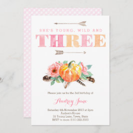 Invitación Chica de Caída Bohemita Tercer Fiesta de Cumpleaño