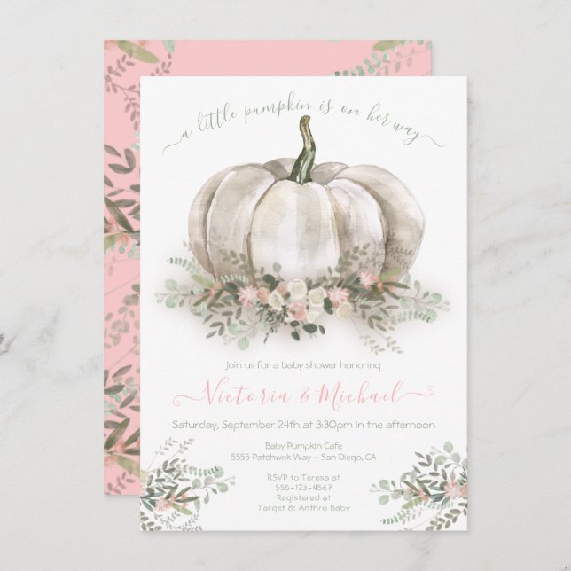 Invitación Chica de calabaza blanca Baby Shower Parejas Invi  (Anverso / Reverso)