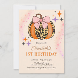 Invitación Chica de calabaza de leopardo rosado Halloween Cum