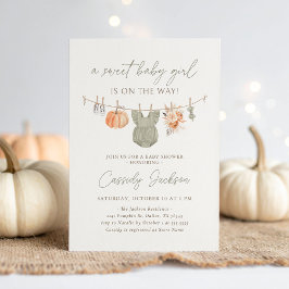 Invitación Chica de calabaza de otoño ropa de bebé Baby Showe