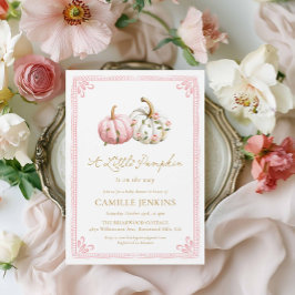 Invitación Chica de calabaza pequeña rosa Baby Shower