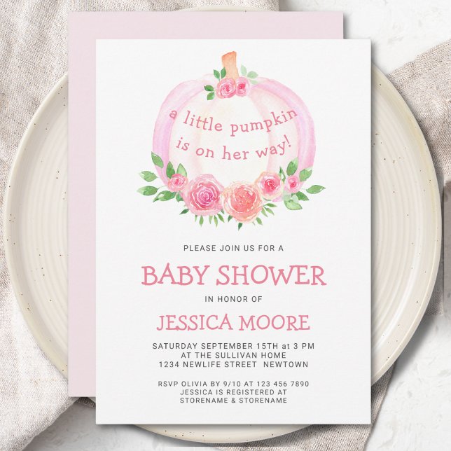 Invitación Chica de calabaza rosa Baby Shower (Subido por el creador)