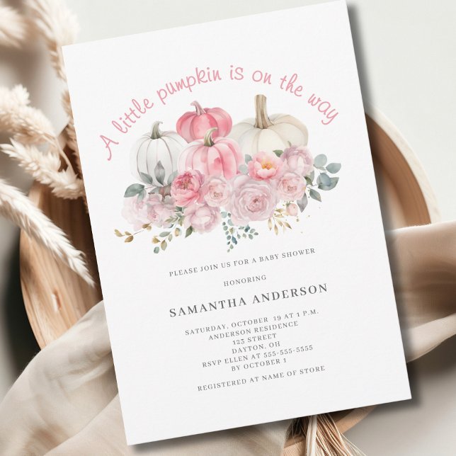 Invitación Chica de calabaza rosa pequeño Baby Shower (Subido por el creador)