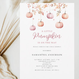 Invitación Chica de calabaza rosa pequeño Baby Shower otoño