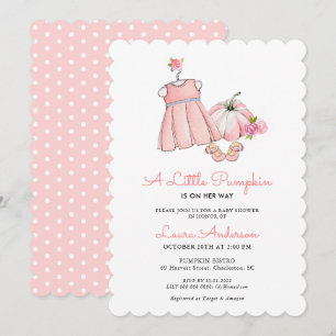 Invitación Chica de calabaza rosa suave Baby Shower