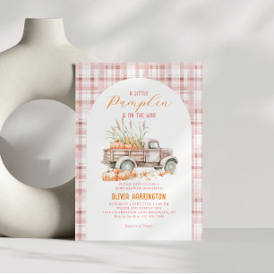 Invitación Chica de Camión de Calabaza Rosada Baby Shower